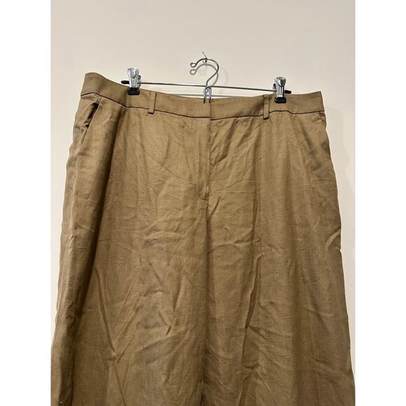 Saks Size 14 Tan Wool Stretch High Rise Wide Leg Dress Pants Office Siren Work - Picture 5 of 12